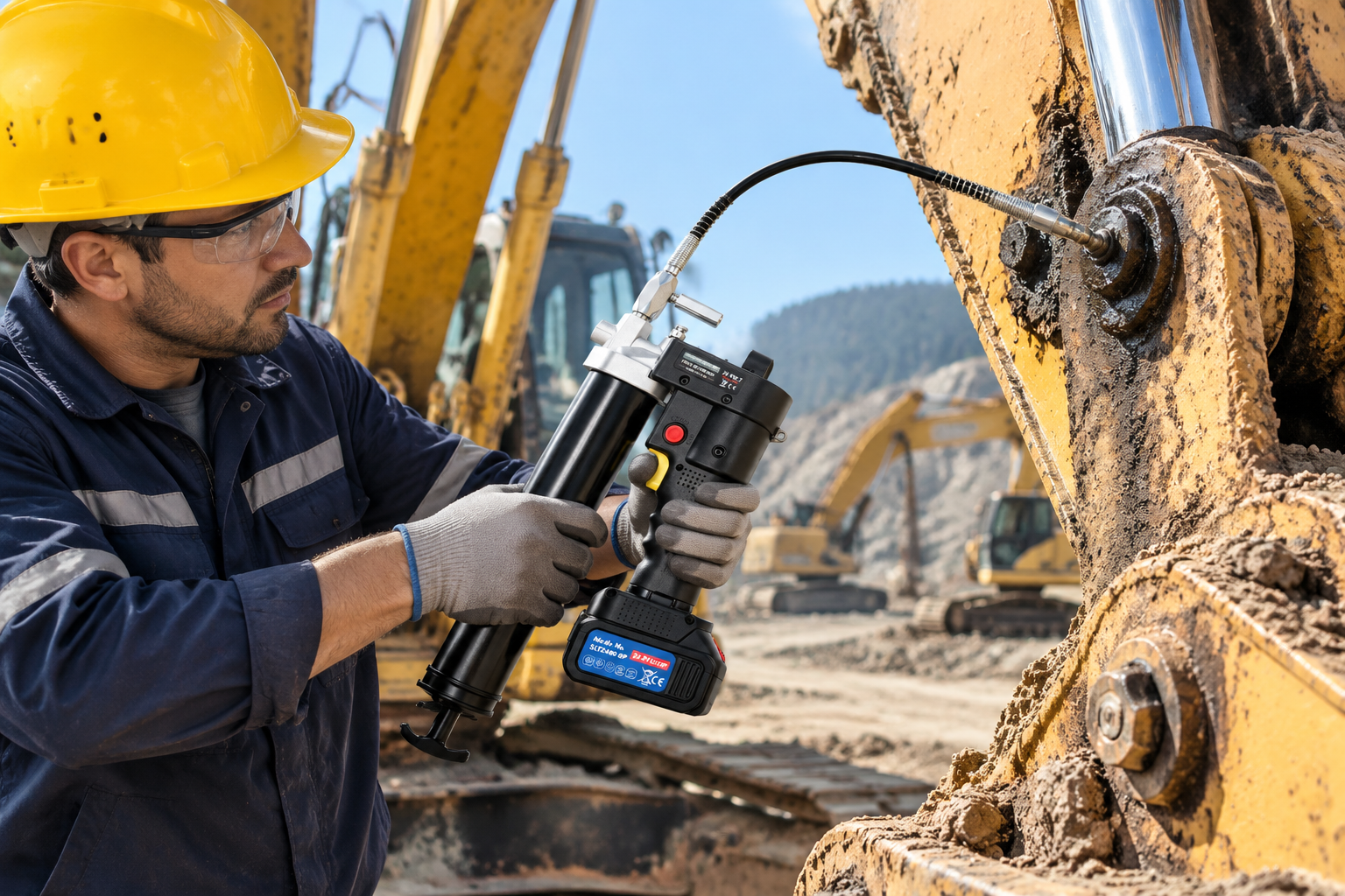 How to Use an Electric Grease Gun for Excavator Maintenance