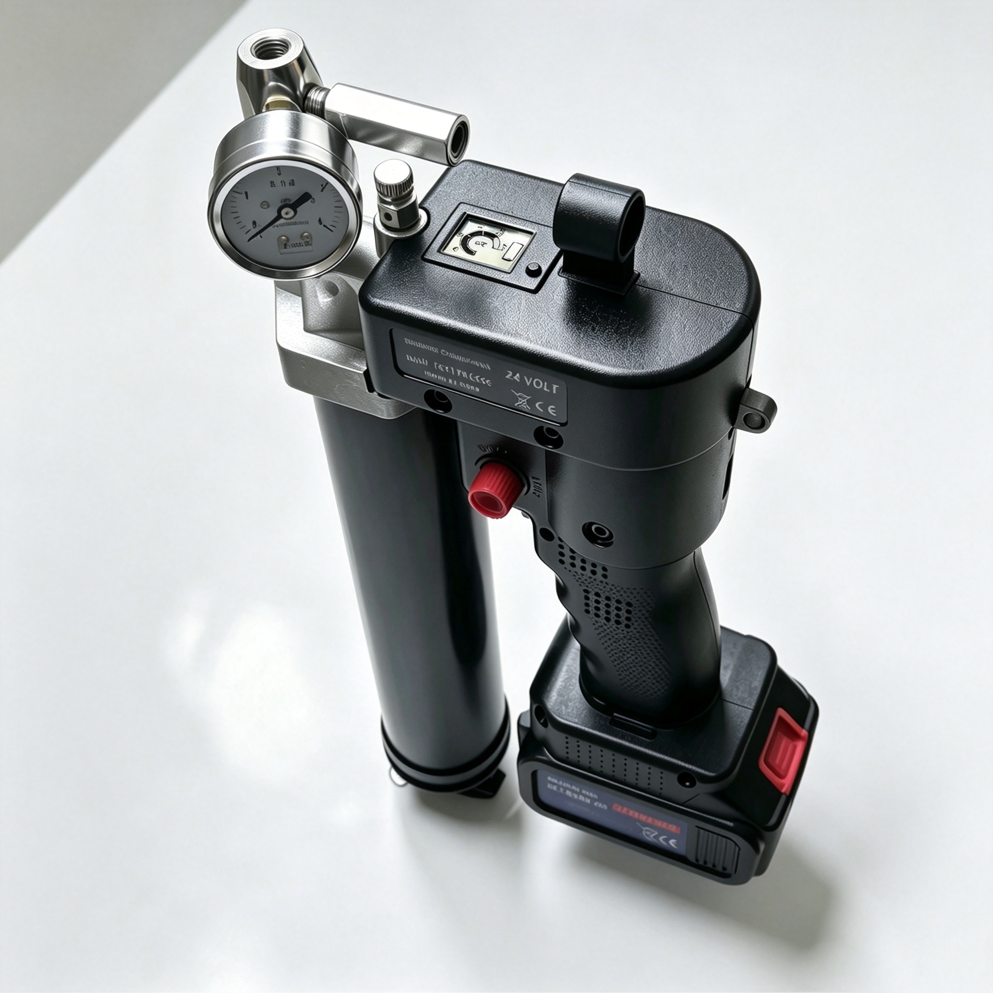 SENLITE SLT2400-Y cordless electric grease gun pressure gauge front view