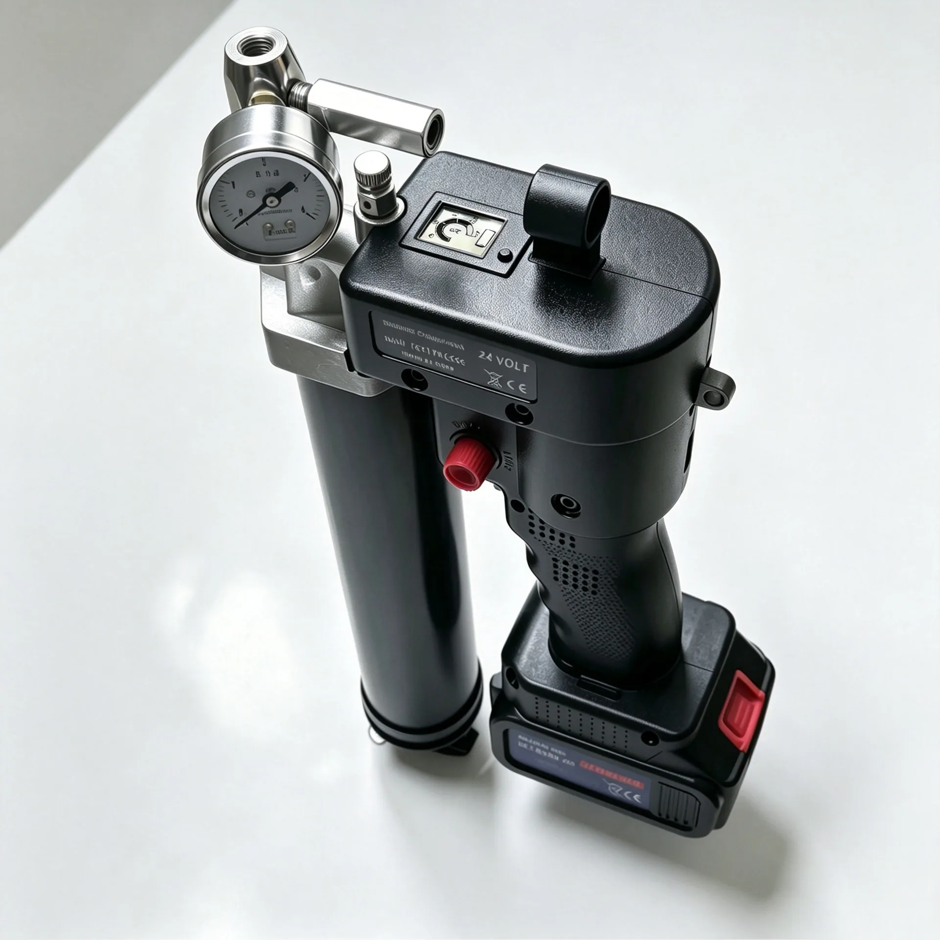 SENLITE SLT2400-Y cordless electric grease gun pressure gauge front view