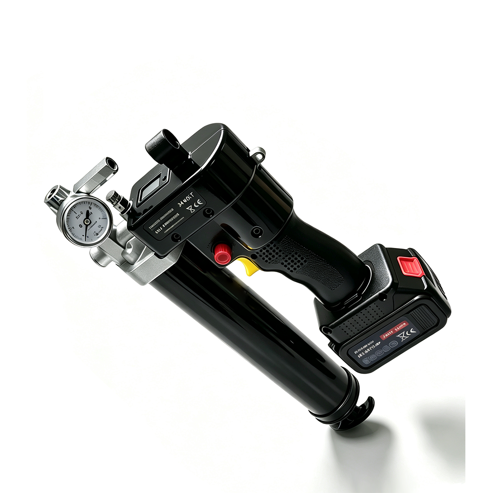 SENLITE SLT2400-Y cordless electric grease gun with pressure gauge angled