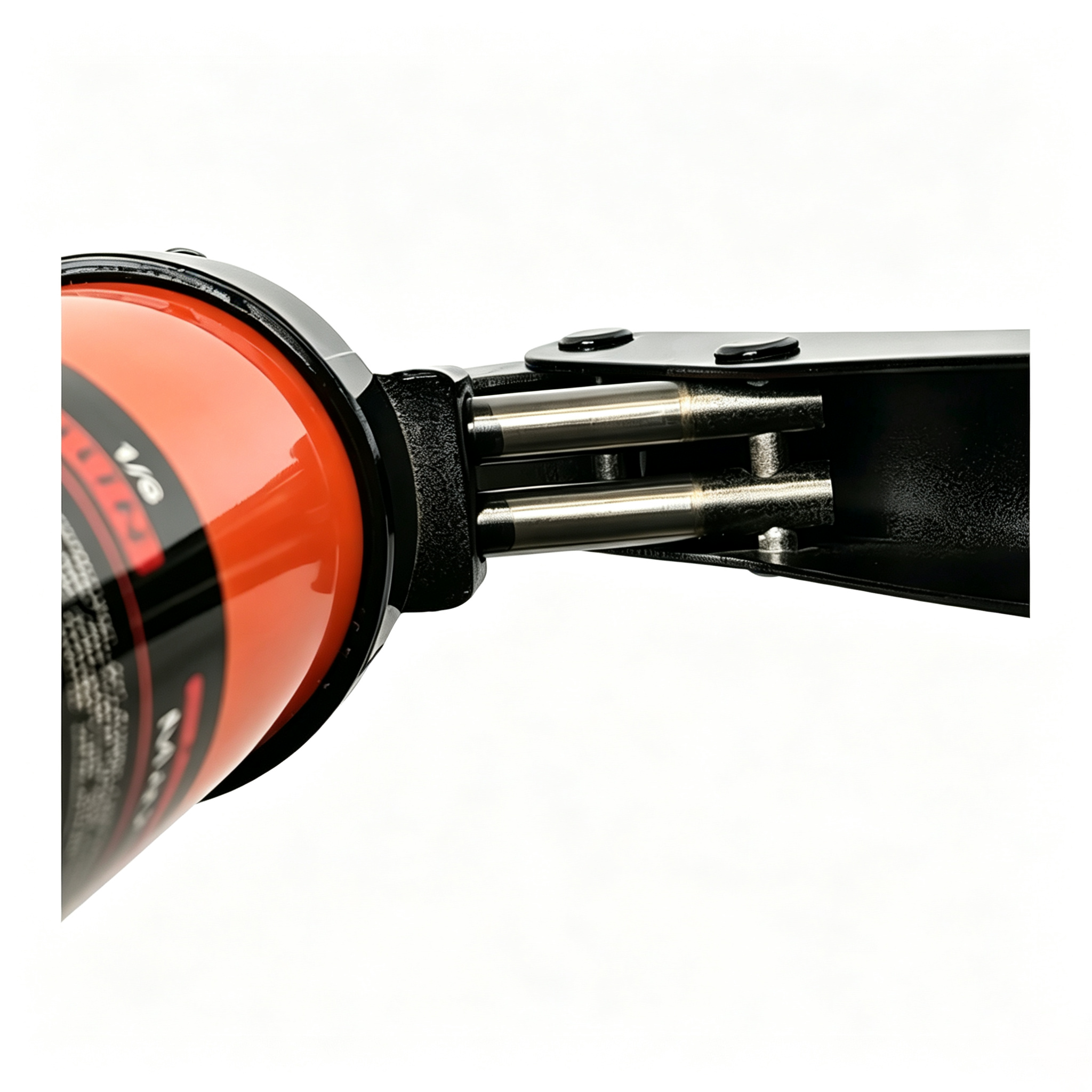 SENLITE 600cc Dual Piston Lever Action Grease Gun with Non-Slip Grip cordless electric grease gun orange handle connection detail