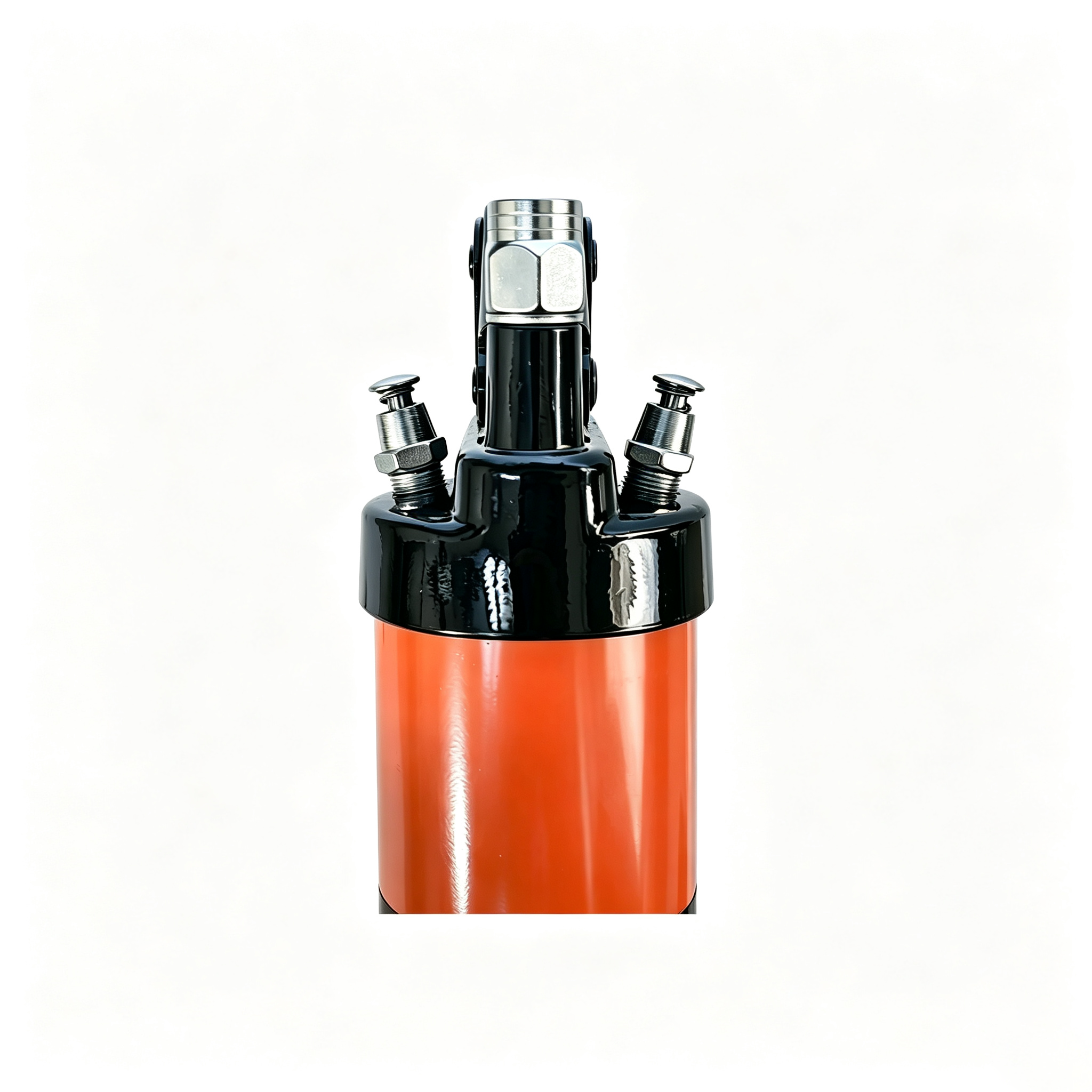 SENLITE 600cc Dual Piston Lever Action Grease Gun with Non-Slip Grip cordless electric grease gun orange pump head detail