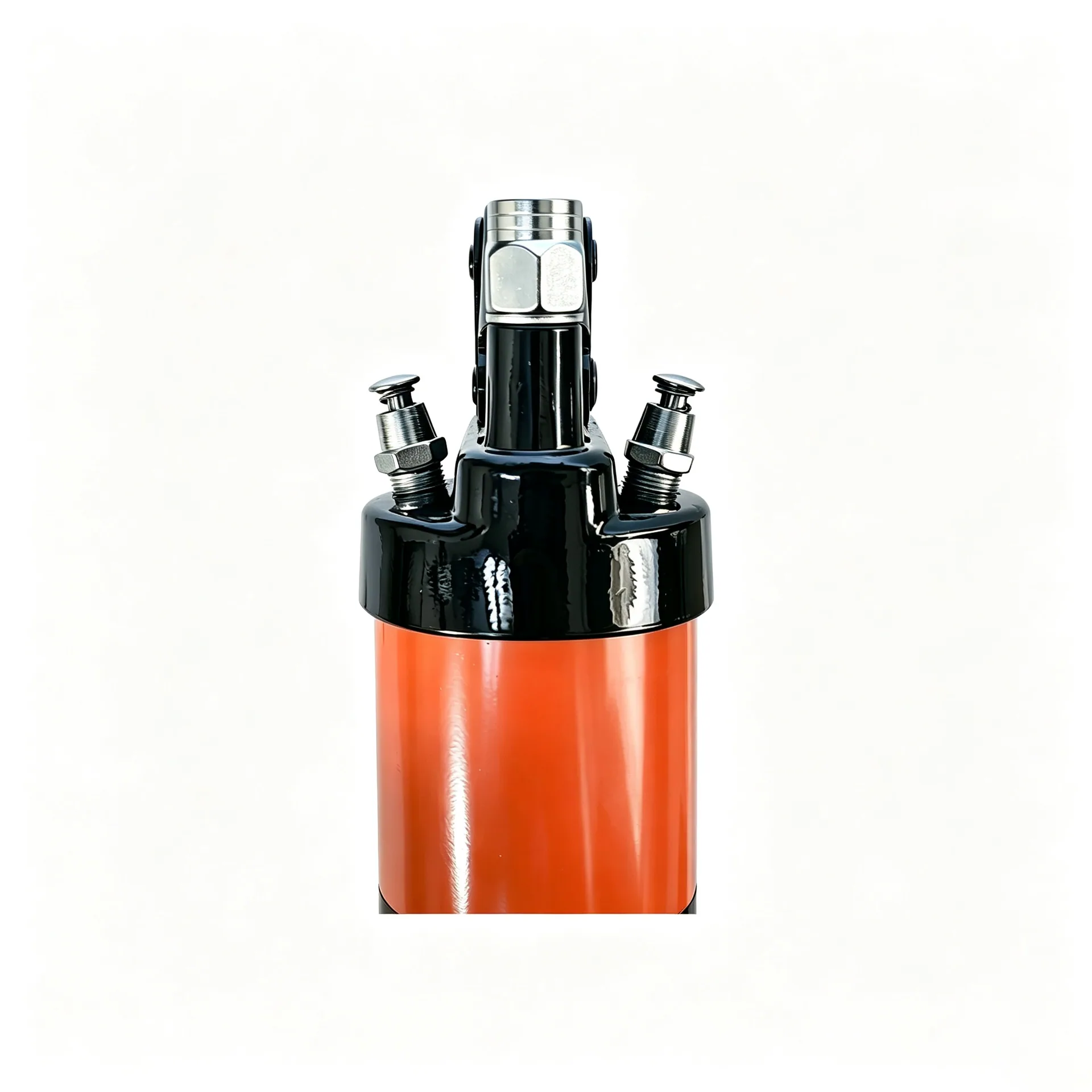 SENLITE 600cc Dual Piston Lever Action Grease Gun with Non-Slip Grip cordless electric grease gun orange pump head detail